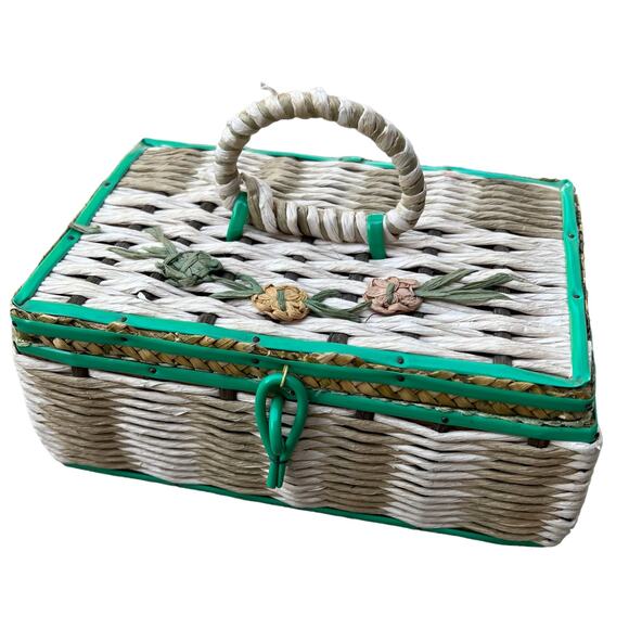 Dritz Handled Floral Design Sewing Storage Box - Picture 2 of 8